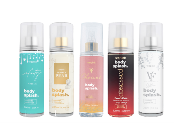 Kit 5 body splash infinity crystal + perfect pear + vf choices + obsessed + vf bloom 200ml